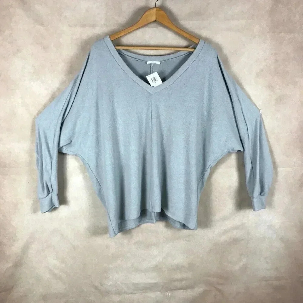 SOPRANO Plus Size Cozy Hacci Dolman Top Gray NWT 2X